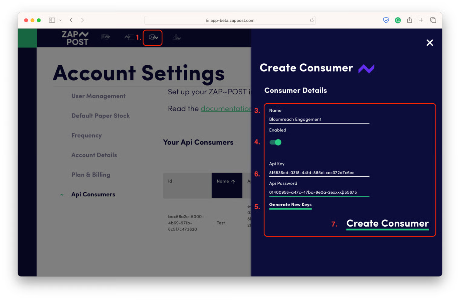 Create an API Consumer in the Zap App